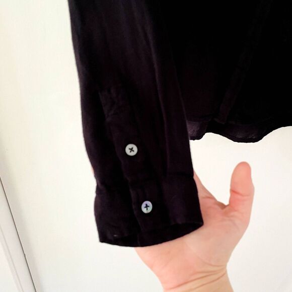 PAIGE Womens Casual Button Up Black V-Neck Long Sleeve Blouse Lightweight Size S - Picture 6 of 11
